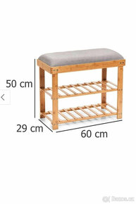 Botníková lavice ZELLER - bambus/šedá - 8