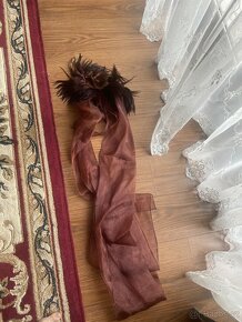 Nádherné kožené šaty s pštrosím peřím,vel. S-M - 8