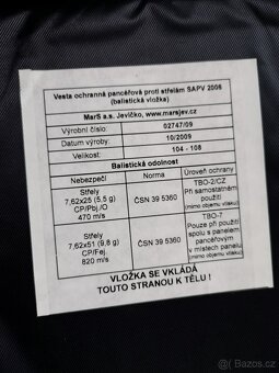 balistická vojenská přilba neprustřelná vesta AČR vz.95 - 8