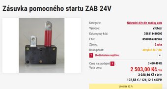 Prodám KOMPLETNÍ nepoužitou zásuvku ,,pomocný start,, 24V - 8