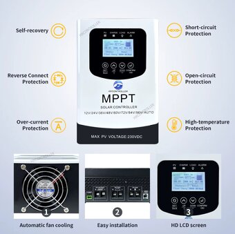 MPPT regulátor 12V/24V/36V/48V/60V/72V/84V/96V a 40A - 8