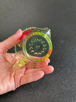 Ručně malovaná retro mléčenka, uranové sklo - 8