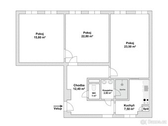 Prostorný cihlový byt 3+1, 96m2, sklep, Černá Pole - 8