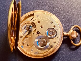 Zlaté 14-karátové kapesní hodinky Systéme Glashütte - 8