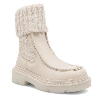 ♥️ Dámské kotníkové boty / polokozačky kožené béžové Badura - 8