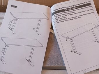 Elektrický polohovací stůl, standup desk - bílý rám - 8