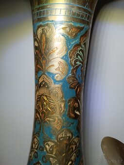 Stará mosazná sada 2x váza + karafa, Orient - 8