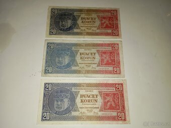 BANKOVKY 20 KČS 1926, NEPERFOROVANÉ, RŮZNÉ SÉRIE - 8
