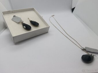 NOVÁ stříbrná sada řetízek s přívěskem, náušnice 925/1000 - 8