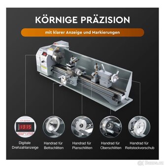 Soustruh stolní na kov 1100W 220x750mm Mini soustruh - 8