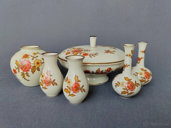 Porcelánový mini vázičky a dóza s květinami Thomas 1953-1960 - 8