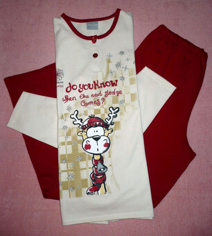 Relax oblečení / Teplé pyžamo se sobem - vel. L - 8