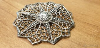 STARÁ STŘÍBRNÁ FILIGRÁNOVÁ BROŽ - 8