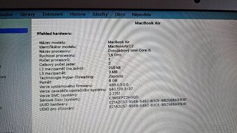 Prodám Macbook Air 8 GB RAM, 2015, skvělý stav - 8