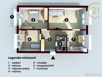 Pronájem bytu 3+1 75 m², Vinařská, Mikulov, balkón, sklep - 8