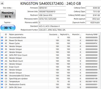 SSD disky 120 -256 GB, většina nových, cena od jednoho kusu - 8