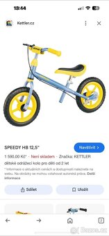 Odrážedlo / odstrkovadlo / kolo Kettler Speedy HB 12,5" - 8