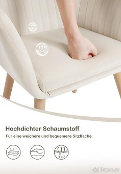 Nové jídelní křesílka, krémové, velur, nohy dřevo, 4 kusy - 8