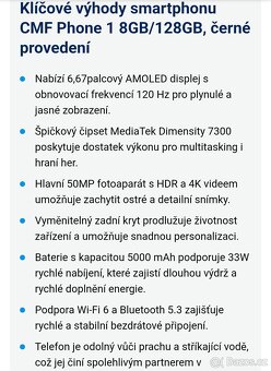 Nothing CMF Phone 1 5G 8/128GB NOVÝ - 8