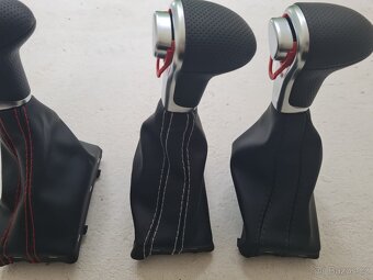 Radiaca páka pre automat AUDI / čierna biela červená nitka - 8