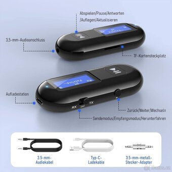 Behozel AUX Bluetooth vysílač/ přijímač s displejem nové - 8