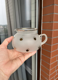 Starožitný džbánek 500ml s puntíky, matované sklo - 8
