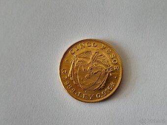 Zlatá mince Cinco pesos, República de Colombia - 8