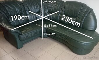 Kožená rohová sedací souprava - TOP STAV, PRAVÁ KŮŽE - 8