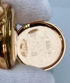 14K ZLATÉ KAPESNÍ HODINKY REMONTOIR S FLORÁLNÍM MOTIVEM - 8