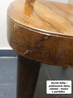 sada THONET starožitné ČSR židle 4ks  1940 - 1950 - 8