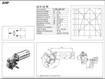 Elektromotor s převodovkou BOSCH, 12VDC, 210ot./min. - 8