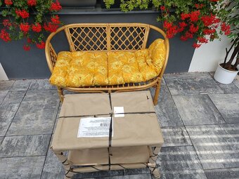 Ratanova lavice BAHAMA světle hnědá + tmavý stolek - 8