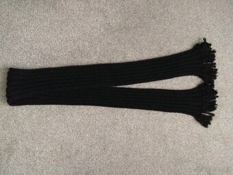 Nová dámská dlouhá zimní ručně pletená šála - tmavě černá - 8