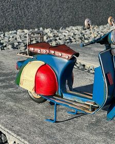 Plechový retro skútr - modrý motorka skvělý dárek - 8