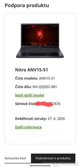 Acer Nitro V 15 Core i5 /16 GB/ RTX 4060/1024 GB (Nepoužitý) - 8