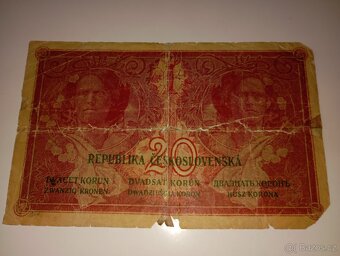 BANKOVKA 20 KČ 1919, VZÁCNÁ SÉRIE U, NEPERFOROVANÁ - 8