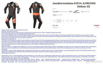 Alpinestars kombi ATEM V4 vel.52 + bonus... - 8