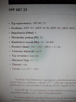 Repro soustava Tesla 1PF 067 33 - 8
