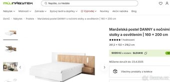 Manželská postel s nočními stolky a osvětlením - 8