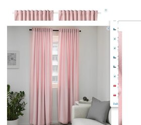 NOVÉ sametové balvněné závěsy Ikea Sanela růžové 140 x 300cm - 8