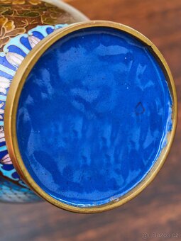 Cloisonné vázy – hnědé, ručně zdobené - 8