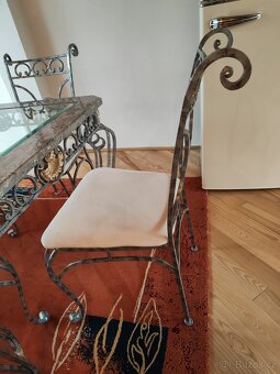 Secesně rustikální jídelní stůl a židle že Švýcarska - 8