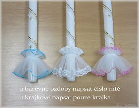 Vyšívaná křestní rouška + svíce s ozdobou - 8