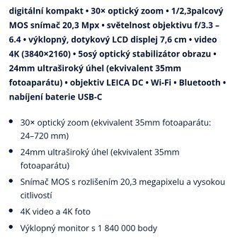 Prodám fotoaparát Sony Dsc HX 99 - 8
