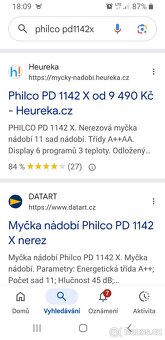 Myčka philco úzká rok 23...typ vyfocený a rozměry taky - 8