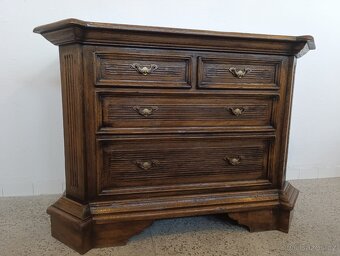 Starožitná komoda + zrcadlo, nábytek z masívu - 8