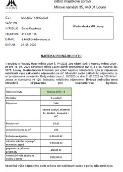 Pronájem městského bytu 1+kk (29,42 m²) – Louny, Husova 1071 - 8