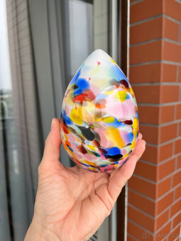 Stolní dekorace Vejce 13.5 cm, brokové foukané sklo - 8
