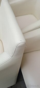 Jídelní kožená křesla bílá 5ks - 8