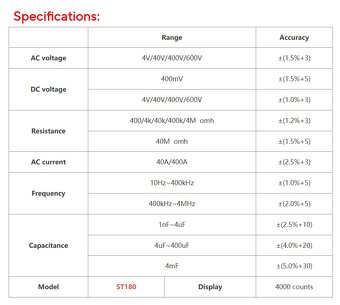 Klešťový multimetr ANENG ST180. - 8